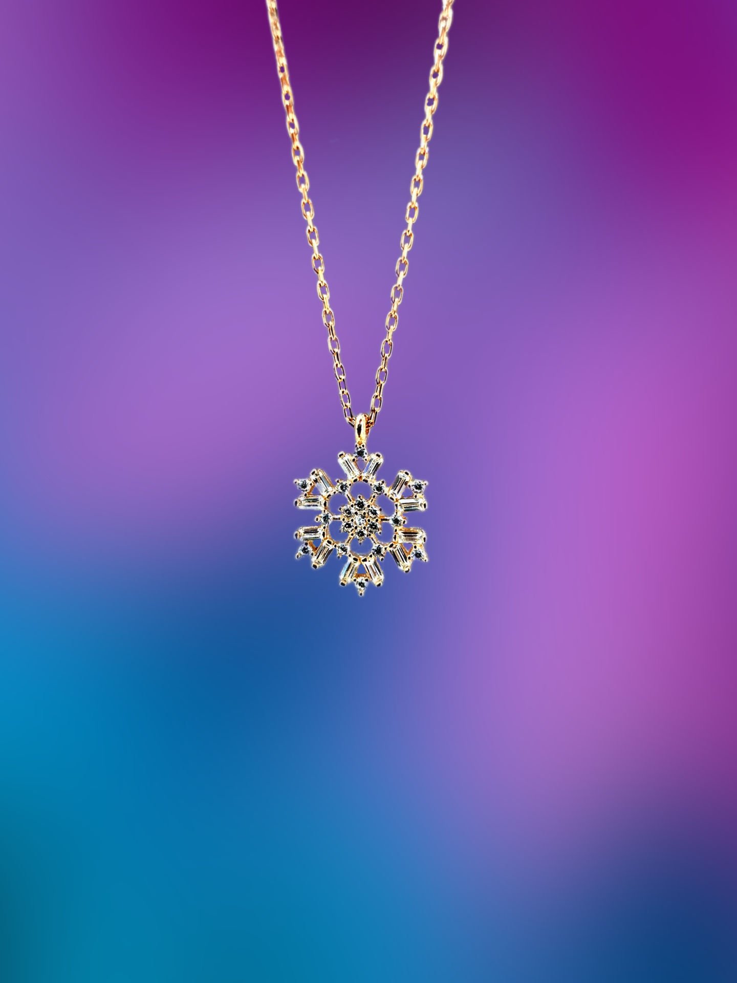 925 Ayar Gümüş Baget Kar Tanesi Kolye