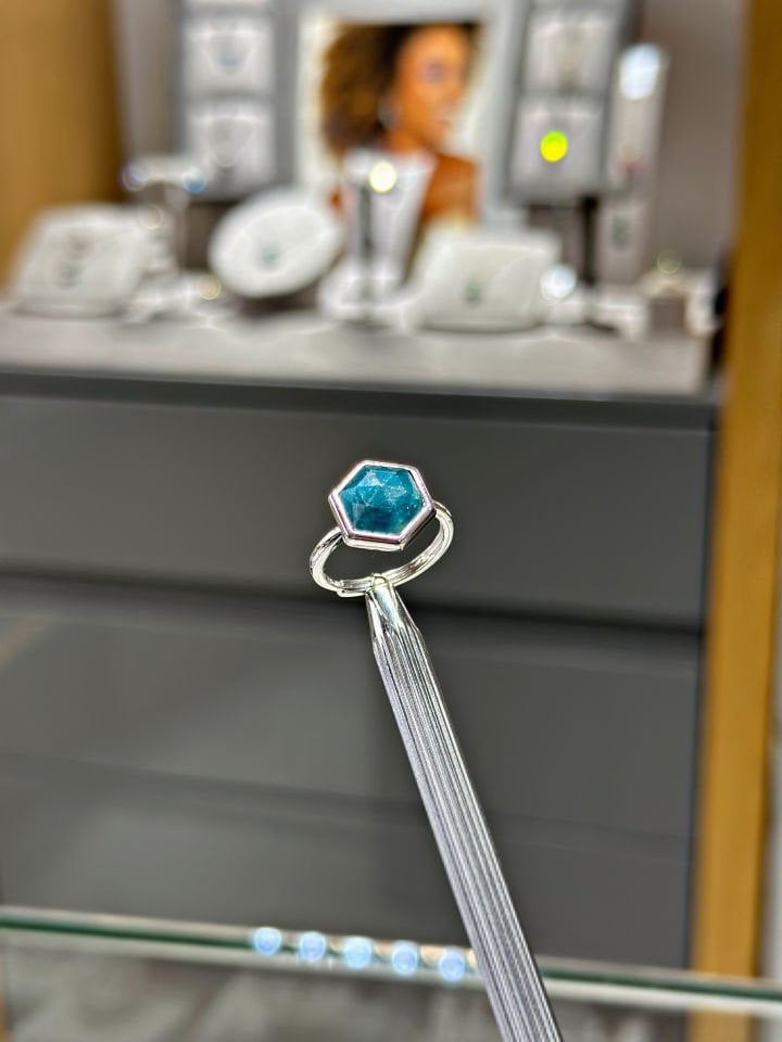 925 Ayar Gümüş Apatite Ayarlanabilir Yüzük