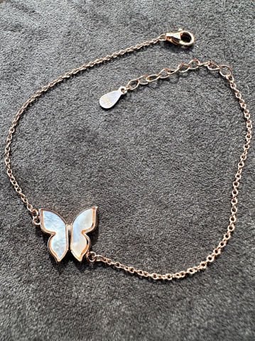 925 Ayar Gümüş  İtalyan Sedefli Kelebek Bileklik